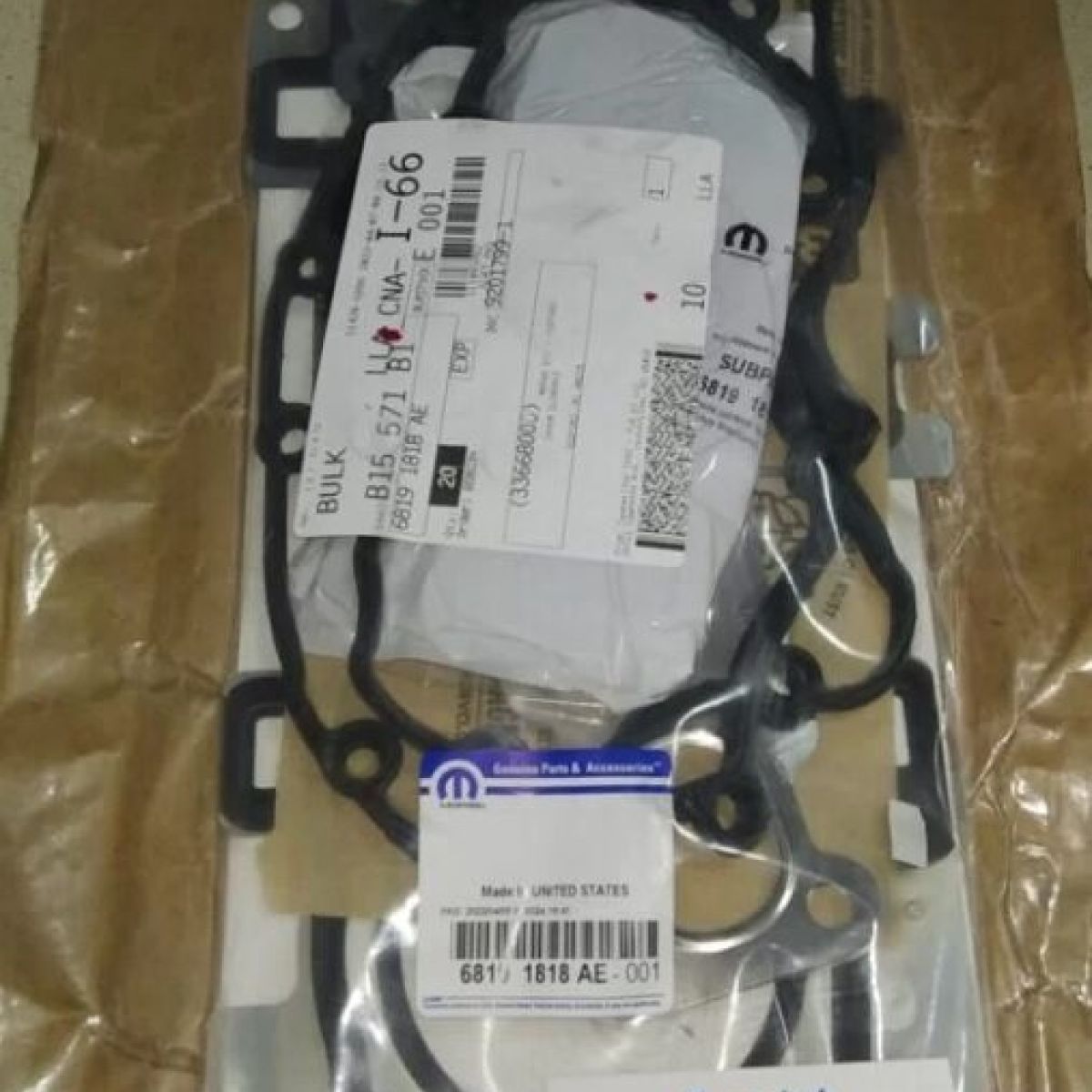 Комплект прокладок двигателя Jeep Cherokee KL/Compass MP/Renegade V2.4 Multiair Petrol (верхний) 68191818AE